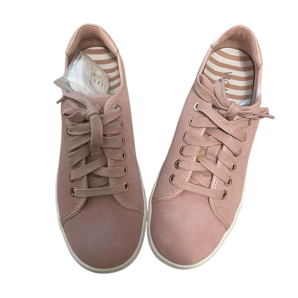 Vionic Pink Sunny Brinley Water Resistant Suede Sneakers 6.5 NEW - Picture 3 of 5